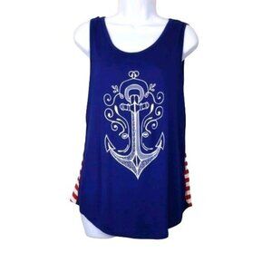 Epilogue- Women's patriotic Red, White & Blue tank w/ anchor S (NWT)